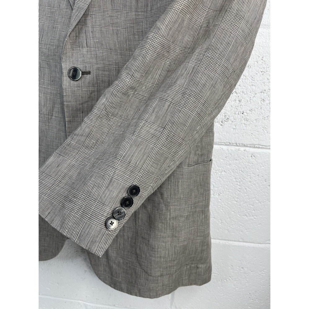 Lauren Ralph Lauren Men's Linen Blazer 40R Gray Check Slim Fit 2Btn Notch - Picture 12 of 13
